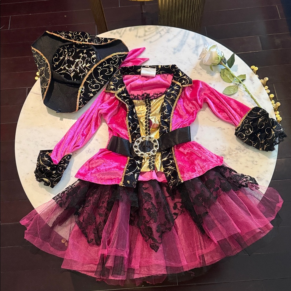Pink and Black Costume with Gold Accents